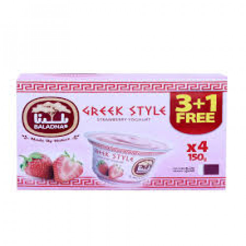 Baladna Strawberry Greek Style Yogurt 150Gm 3S+1