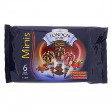 LONDON DAIRY MINI CONES CHOC STRAWBERRY 6S*60ML