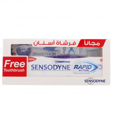 Sensodyne Rapid Action Tooth Paste 75ml + Tooth Brush -- سينسودين معجون أسنان تبييض 75مل+فرشات أسنان مفعول سريعة 