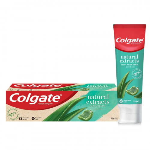 Colgate Naturals Toothpaste Aloe & Green Tea 75ml -- كولجات معجون أسنان طبيعي صبار وشاي أخضر 75مل