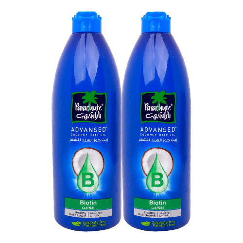 Parachute Advansed Coconut Hair Oil With Biotin 300ml x 2's -- زيت شعر باراشوت بجوز الهند مع البيوتين 300 مل × 2