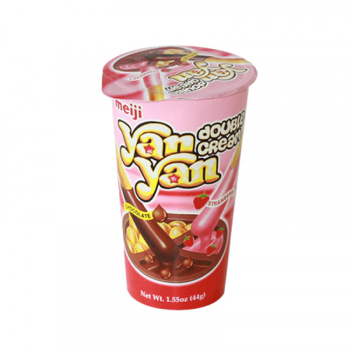 Yanyan Meiji Creamy Strawberry flavored Dip Biscuits Snack 50g -- يانيان ميجي فراولة كريمة نكهة بسكويت سناك50ج