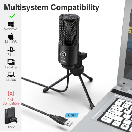 FIFINE USB Metal Condenser Recording Microphone for La-K669B