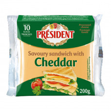 President Special Sandwich With Cheddar Cheese Slices 10s 200g -- ساندوش مع شرائح جبنة شيدر بريسيدند خاصة 10عدد-200جم