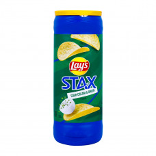 Lays Stax Sour Cream Potato Chips 156g -- ليز ستاكس رقائق البطاطس بالكريمة الحامضة 156 جرام