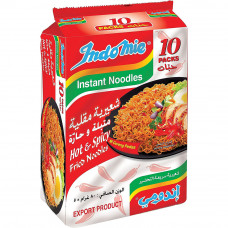 Indomie Noodles Mi Goreng Pedad Hot & Spicy Fried Noodles - 80 gm X 10 -- إندومي نودلز مي جورينج بيداد شعيرية مقلية حارة ومتبلة - 80 جم × 10