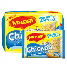 Maggi 2 Minutes Chicken Instant Noodles 5 x 77 g -- ماجي - نودلز سريعة التحضير في دقيقتين بالدجاج 5 × 77 جم