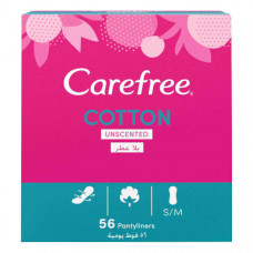 Carefree Cotton Unscented 56 Pantyliners -- فوط صحيه قطنيه غير معطرة  56 حبه من كيرفري