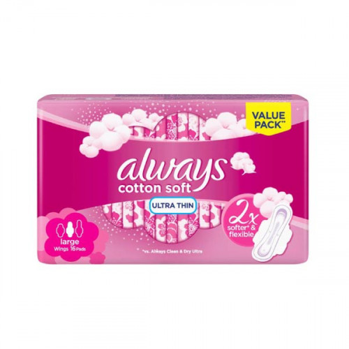 Always Ultra Thin Large Wings 16 Pads -- اولويز فوط صحية كبيرة و سميكة بالأجنحة 16 حبه