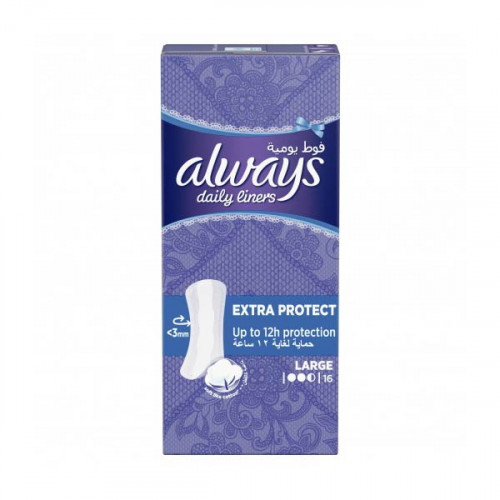 Always Daily Liners Extra Protect Large 16 Pads -- اولويز فوط يومية كبيرة لحماية إضافية 16 حبة