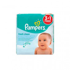 Pampers Baby Wipes Fresh Clean 4 x 64s -- بامبرز مناديل مبلله لبشرة نظيفه و منعشة للاطفال 64 حبة 4 عبوة