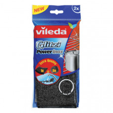 Vileda Glitzi Power Inox Metal Scourer Pad 2 Pcs Set -- فيليدا جليتزي طقم فرك معدني باور اينوكس 2 قطعة