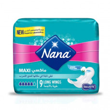 Nana Maxi Super With Wings 60s -- فوط صحية نانا ماكسي بالاجنحه 60 حبة