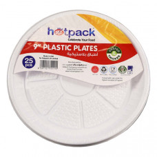 Hotpack Plastic Round Plate 9 Inches 25's -- هوت باك طبق بلاستيك دائري 9 بوصات 25 حبة