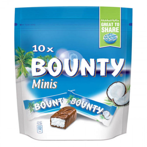 Bounty Minis Milk Chocolate 285gm -- باونتي مينيز شوكولاتة بالحليب 285 جم Bounty Minis Milk Chocolate 285gm -- باونتي مينيز شوكولاتة بالحليب 285 جم
