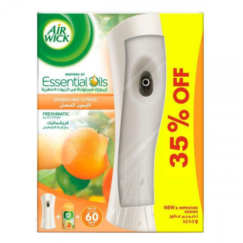 Air Wick Freshmatic Auto Spray + Refil Sparkling Citrus 250ml - ايرويك مجموعه بخاخ معطر جو اوتوماتيكي منعش بالحمضيات 250 مل