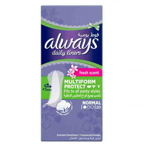 Always Daily Liners Comfort Protect Fresh Scent 20s -- اولويز فوط يوميه بعبير الإنتعاش 20 حبة