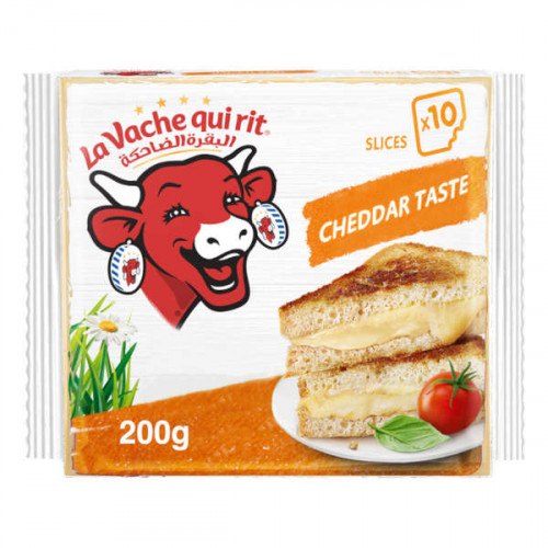 La Vache Quirit 10 Cheese Slices Cheddar 200gm -- لافاش كي ريت 10 شرائح جبنة شيدر 200 جم