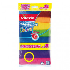 Vileda Microfiber Cloth Colors 8 Pcs Set -- فيليدا - فوطة مايكرفايبر للتنظيف  طقم 8 حبة ملونة